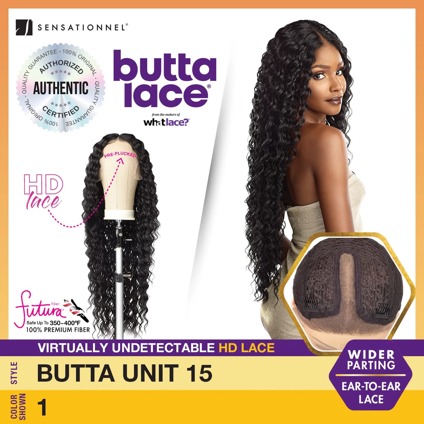 Sensationnel Butta Lace HD Lace Front Wig Unit 15 - Long, Deep Wave Style, Natural Look, Soft & Smooth Texture