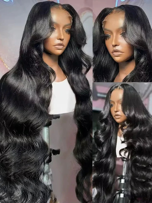 Noir Body Wave HD Transparent Lace Front Wig – 13x4 / 13x6 / 360 Lace Options (Brazilian Human Hair 30–40 Inch)