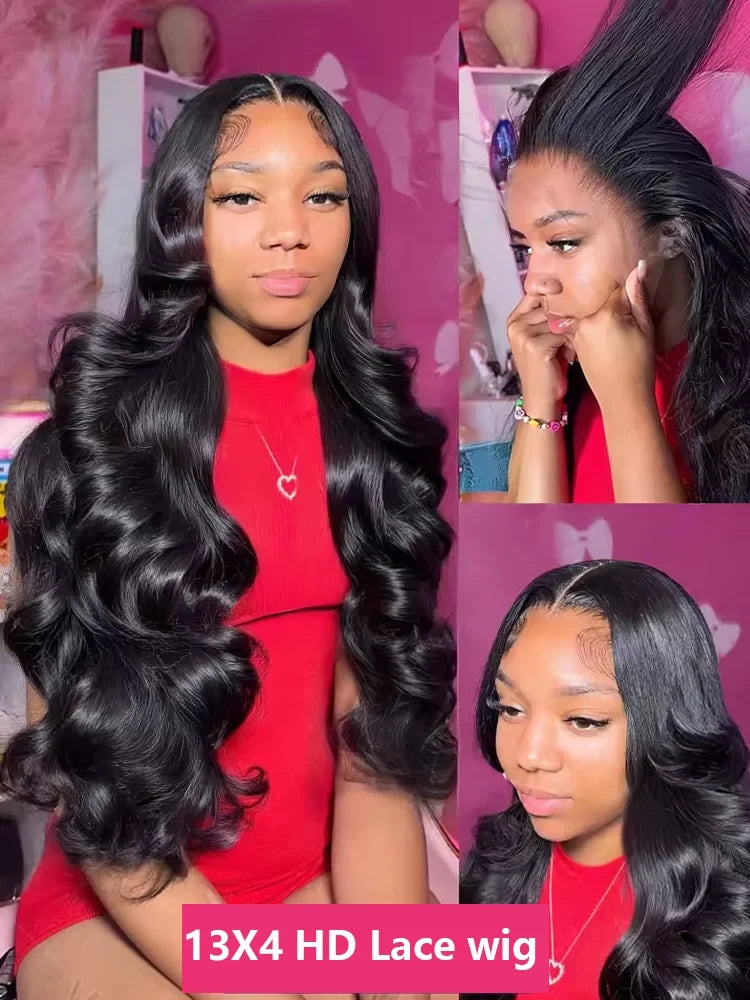 Noir Body Wave HD Transparent Lace Front Wig – 13x4 / 13x6 / 360 Lace Options (Brazilian Human Hair 30–40 Inch)
