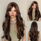 HENRY MARGU Long Straight Synthetic Wigs with Bangs Brown Red Copper Ginger Machine Made Wig for Women Cosplay Heat Resistant