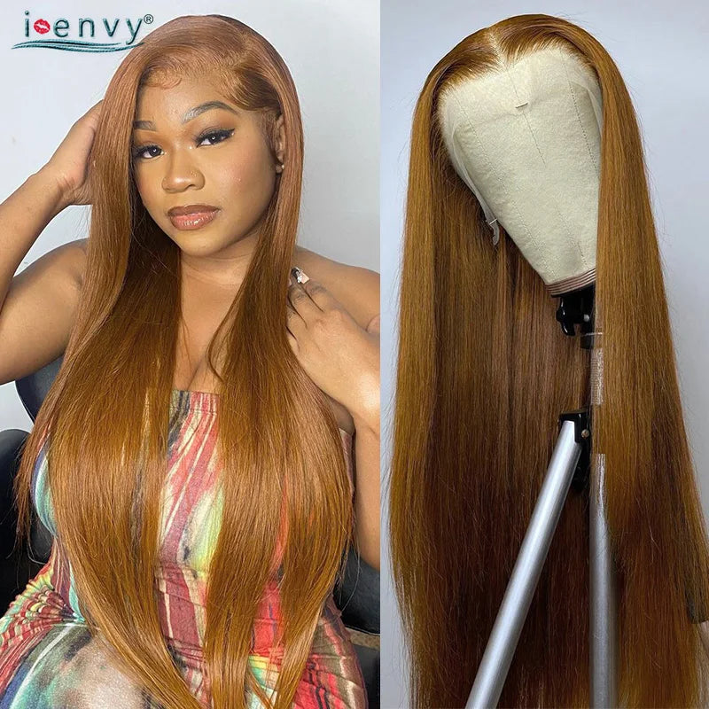 Tiffany | Lace Front Wig 13x4 & 13x6 HD – Ginger Blonde and Burgundy Straight Human Hair Wig, Pre-Plucked 13x4 & 13x6 Frontal (Up to 34 Inches)