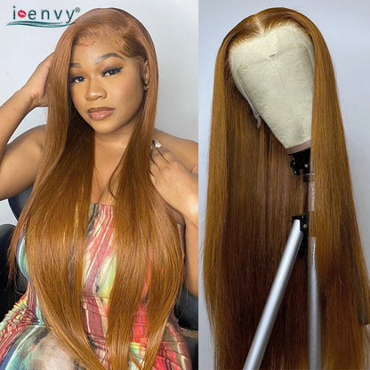 Tiffany | Lace Front Wig 13x4 & 13x6 HD – Ginger Blonde and Burgundy Straight Human Hair Wig, Pre-Plucked 13x4 & 13x6 Frontal (Up to 34 Inches)