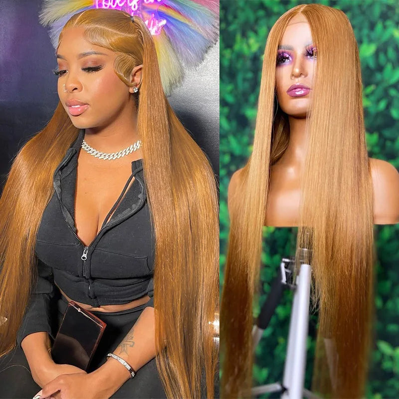 Tiffany | Lace Front Wig 13x4 & 13x6 HD – Ginger Blonde and Burgundy Straight Human Hair Wig, Pre-Plucked 13x4 & 13x6 Frontal (Up to 34 Inches)