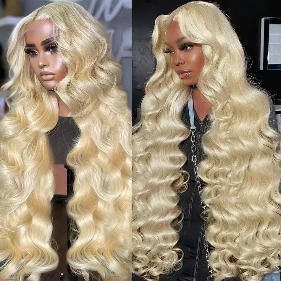 Prina | Body Wave  613 Blonde Colored 13x6 Full Frontal HD Transparent Lace  Wigs For Women 40 46 Inches Human Hair 220% Density