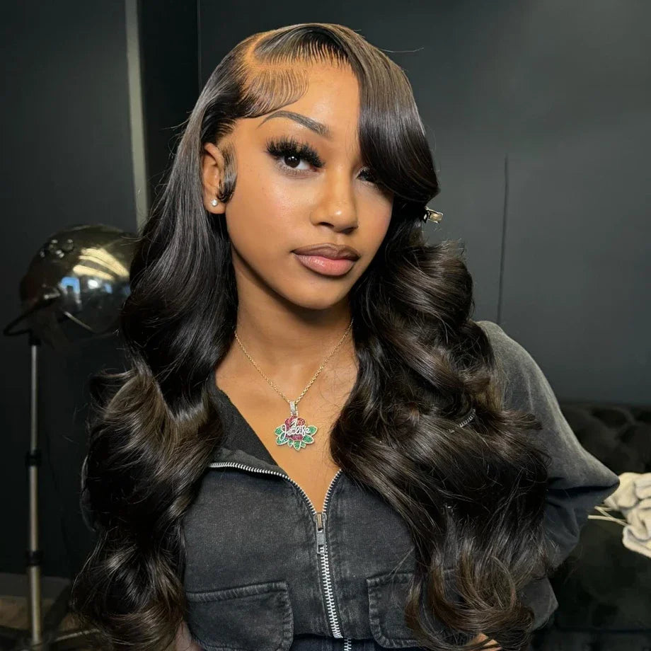 Ebony | 250% Density Body Wave Wig – 13x6 HD Lace Frontal Human Hair Wig, 40-Inch Pre-Plucked Brazilian Hair, Transparent HD Lace Front