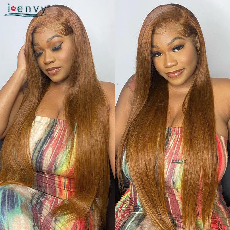 Tiffany | Lace Front Wig 13x4 & 13x6 HD – Ginger Blonde and Burgundy Straight Human Hair Wig, Pre-Plucked 13x4 & 13x6 Frontal (Up to 34 Inches)