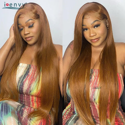 Tiffany | Lace Front Wig 13x4 & 13x6 HD – Ginger Blonde and Burgundy Straight Human Hair Wig, Pre-Plucked 13x4 & 13x6 Frontal (Up to 34 Inches)