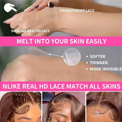 Milan – 220% Density Chocolate Brown Straight Wig | 13x4 & 13x6 HD Transparent Lace, Pre-Plucked Human Hair