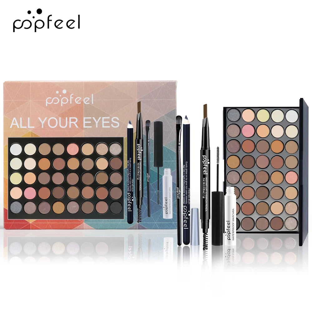 POP FEEL Eye Makeup Set, Eyeshadow Palette, Eyeliner, Mascara, Eyebrow Pencil, Makeup Tool Set Box, Gifts For Women