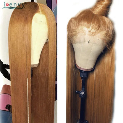 Tiffany | Lace Front Wig 13x4 & 13x6 HD – Ginger Blonde and Burgundy Straight Human Hair Wig, Pre-Plucked 13x4 & 13x6 Frontal (Up to 34 Inches)