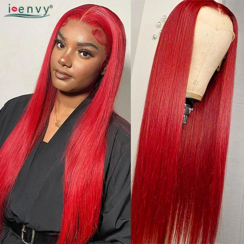 Tiffany | Lace Front Wig 13x4 & 13x6 HD – Ginger Blonde and Burgundy Straight Human Hair Wig, Pre-Plucked 13x4 & 13x6 Frontal (Up to 34 Inches)