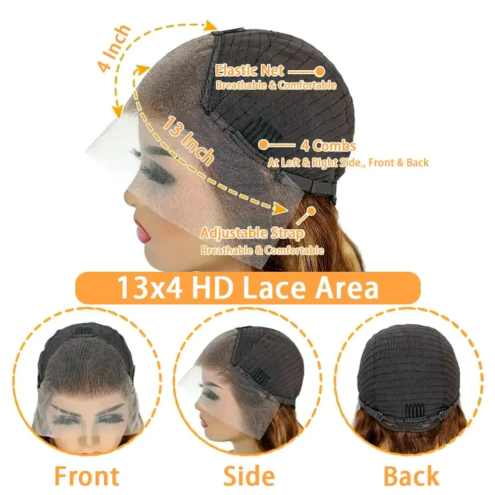 Valencia - Highlight 4/27 Body Wave Wig – 13x6 HD Lace Front Brazilian Human Hair Wig, Pre-Plucked 13x4 Transparent Lace for Women