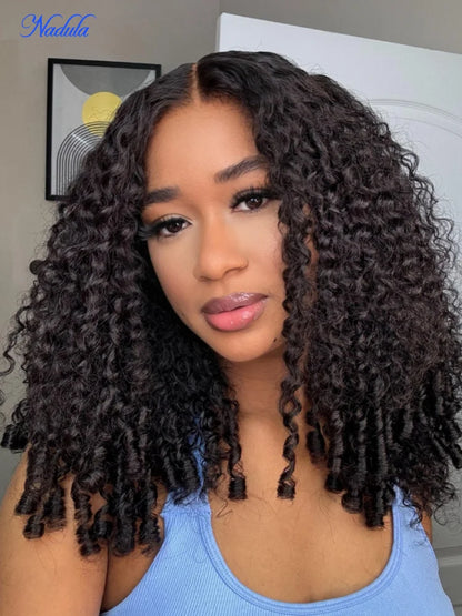 Nadula 7x5 Bye Bye Knots Spiral Curls Water Curly Hair Twist Out At The End Put On And Go Invisible Lace Human Hair Wigs