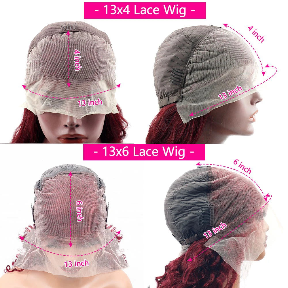 Amara Rouge – 99J Burgundy Deep Wave Wig | 200% Density, 13x6 HD Transparent Lace, 100% Brazilian Human Hair (46-Inch Luxury Length)