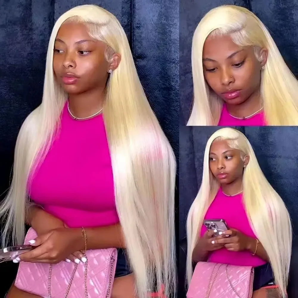 Luna | Straight 13x6 | 13x4 Lace Frontal Wig 613 Colored Lace Frontal 200 Density 46 Inch Human Hair Wigs For Women