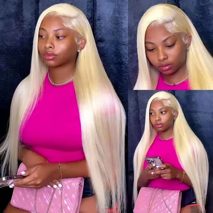 Luna | Straight 13x6 | 13x4 Lace Frontal Wig 613 Colored Lace Frontal 200 Density 46 Inch Human Hair Wigs For Women