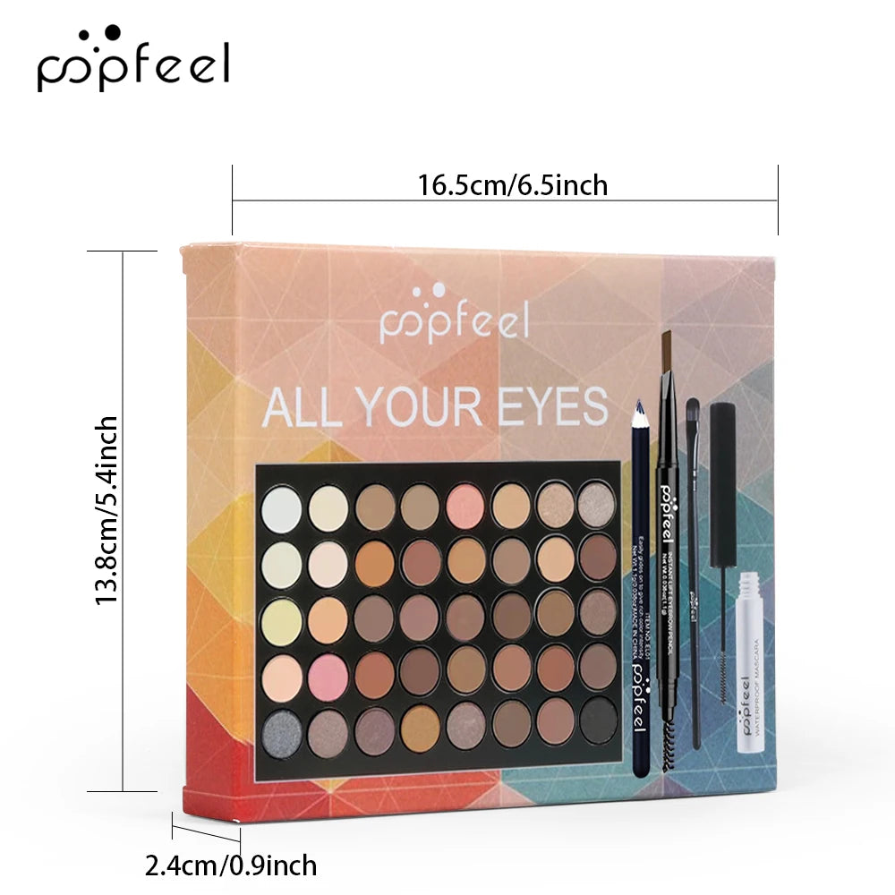 POP FEEL Eye Makeup Set, Eyeshadow Palette, Eyeliner, Mascara, Eyebrow Pencil, Makeup Tool Set Box, Gifts For Women