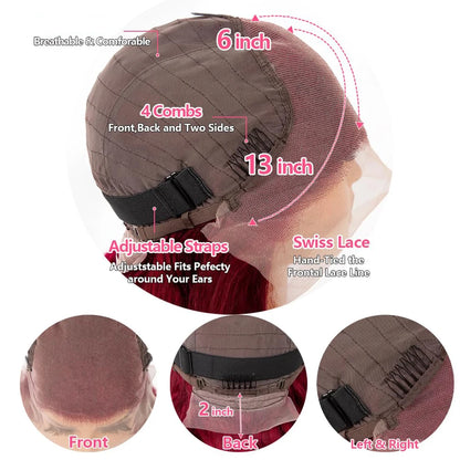 Merlot 13x6 HD Lace Frontal Wig – 99J Burgundy Body Wave Human Hair