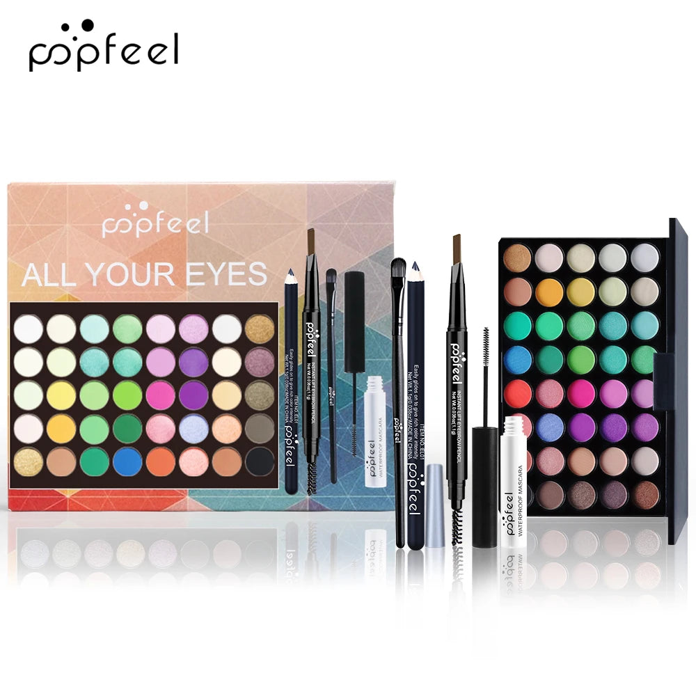 POP FEEL Eye Makeup Set, Eyeshadow Palette, Eyeliner, Mascara, Eyebrow Pencil, Makeup Tool Set Box, Gifts For Women