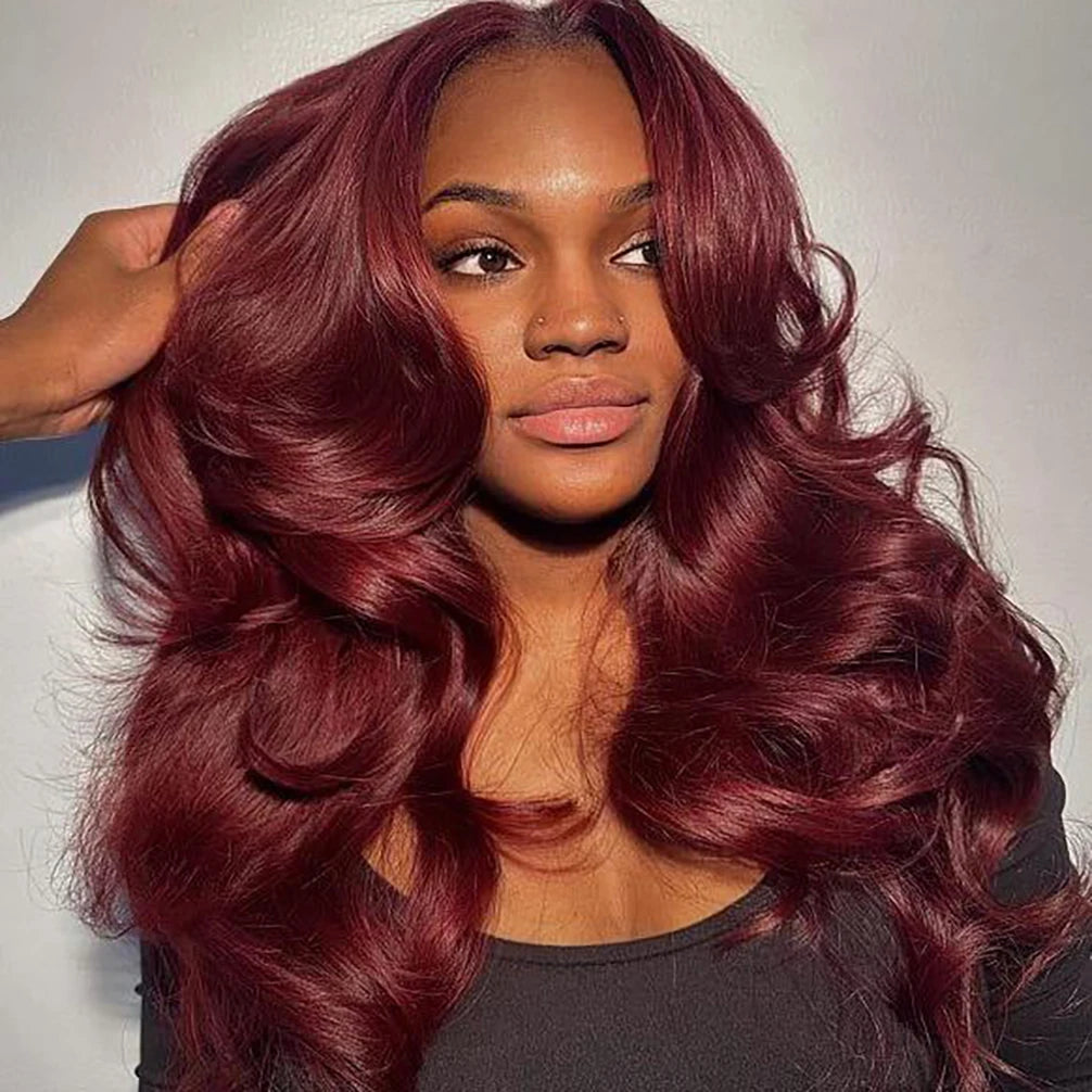Merlot 13x6 HD Lace Frontal Wig – 99J Burgundy Body Wave Human Hair