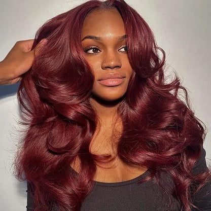 Merlot 13x6 HD Lace Frontal Wig – 99J Burgundy Body Wave Human Hair