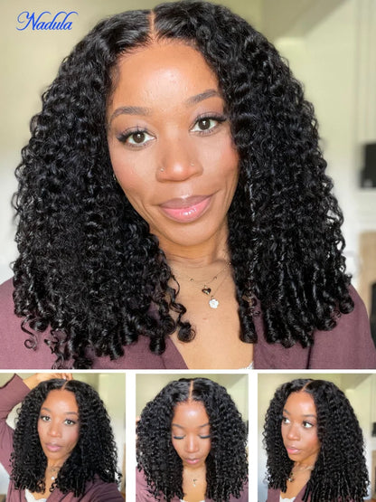 Nadula 7x5 Bye Bye Knots Spiral Curls Water Curly Hair Twist Out At The End Put On And Go Invisible Lace Human Hair Wigs