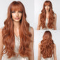 HENRY MARGU Long Straight Synthetic Wigs with Bangs Brown Red Copper Ginger Machine Made Wig for Women Cosplay Heat Resistant