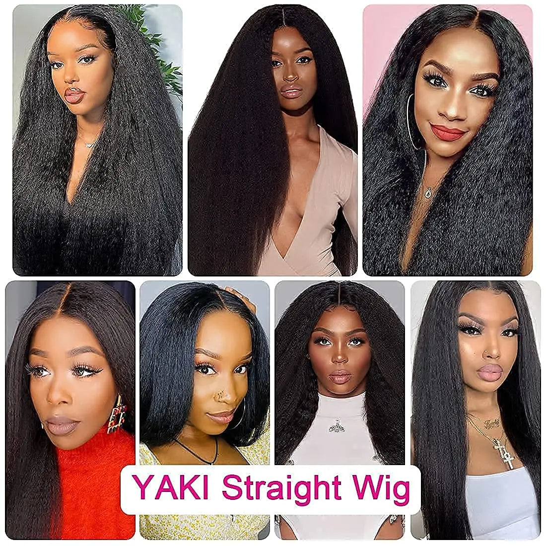 Synthetic Kinky Straight 4x4 Lace closure Wigs 200% Density 13X6 HD Yaki Straight Lace Front Wigs Wear and Go Glueless Wigs